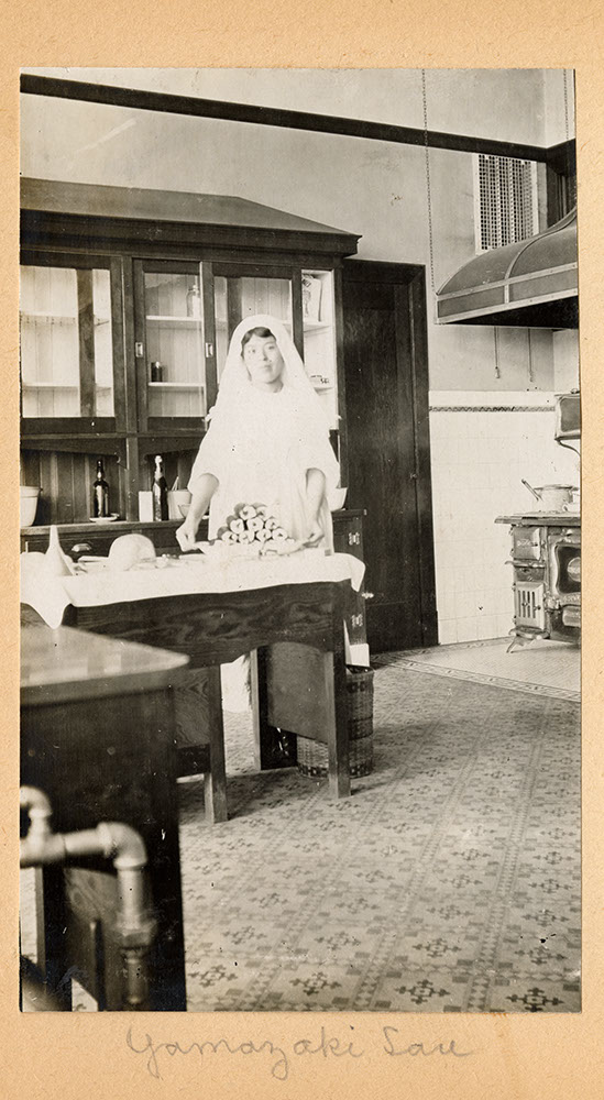 Yamazaki-san in the kitchen of Strathcona School